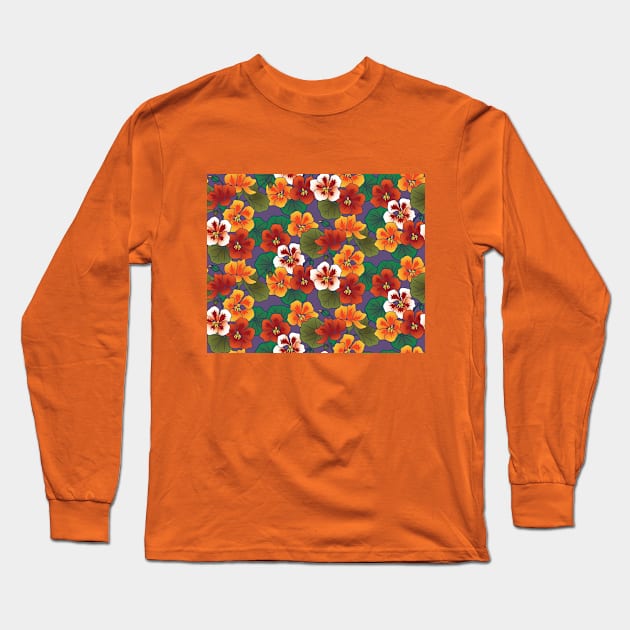 Nasturtium Garden Long Sleeve T-Shirt by Pamelandia